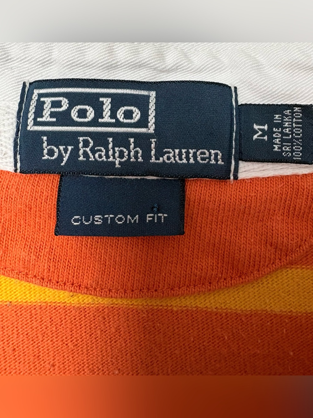 Vintage Polo Ralph Lauren BlackFW07 Lion Crest Rugby Shirt M Orange Stripe Men - Picture 4 of 16